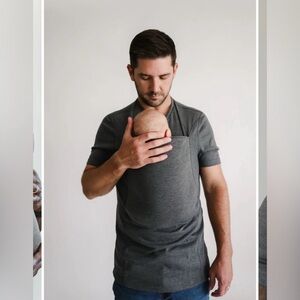 Lalabu Baby Soothing Dad Shirt Gray Short‎ Sleeve Medium